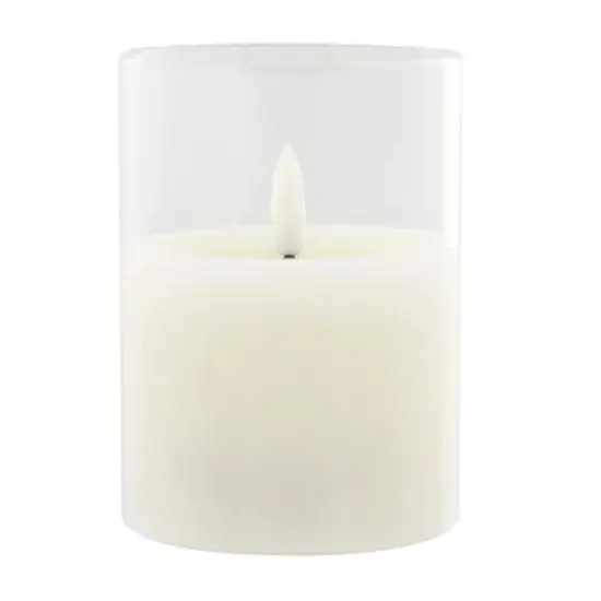 4" LED Glass Wax Flickering Candle by Ashland&reg; White {1}
