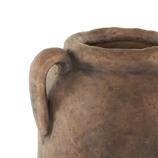 16.5" Copper Antique-Style Textured Ceramic Vase with Handles {4}