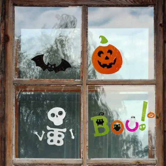 Orange & Green Boo! Halloween Gel Window Clings {3}
