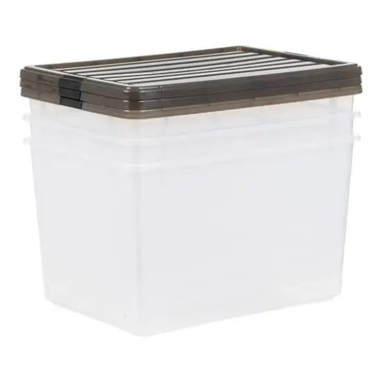 Iris&reg; 144qt. Clear View Plastic Storage Bins with Gray Latching Buckle Lids, 3ct. {8}