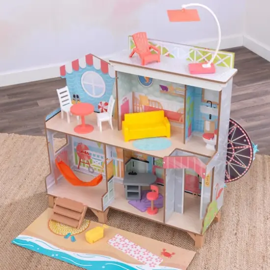 KidKraft Ferris Wheel Fun Beach House Wooden 360-Play Dollhouse {8}