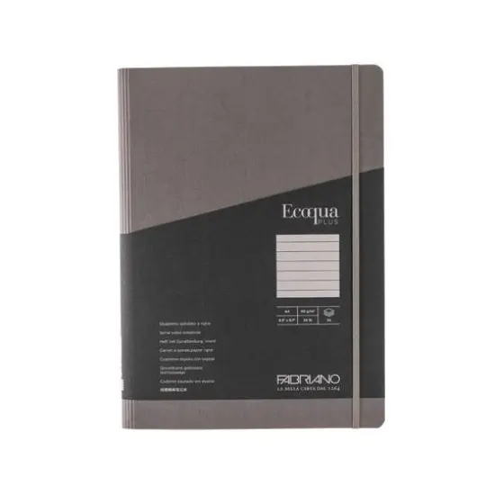 Fabriano® EcoQua Plus A4 Lined Hidden Spiral-Bound Notebook Gray {8}