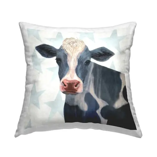 Stupell Industries Patriotic Farm Cow Painting with Blue Stars Throw Pillow 18" x 18" {1}
