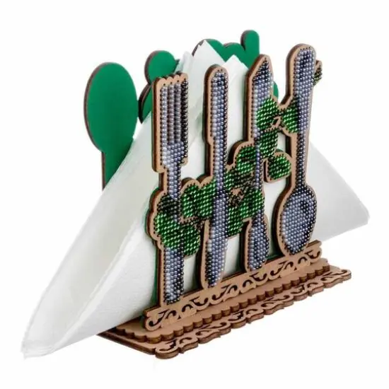 Wonderland Crafts Kitchen Utensils Napkin Holder Bead Embroidery on Wood Kit {6}