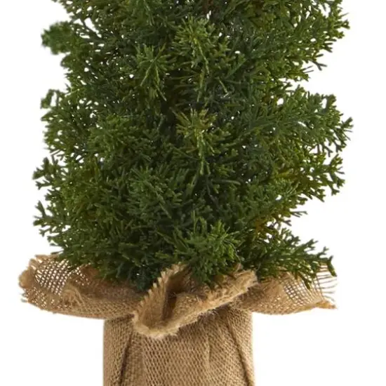 3 Pack 15" Unlit Mini Cypress & Pine Artificial Christmas Trees with Burlap Base {5}