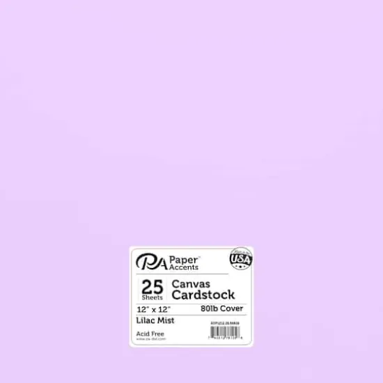 PA Paper™ Accents 12" x 12" 80lb. Canvas Cardstock Paper, 25 Sheets Lilac Mist {1}