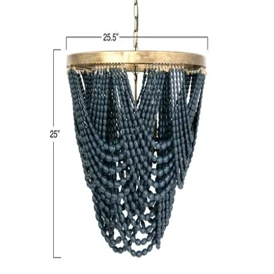 Hello Honey&reg; 26" 2-Tier Draped Wood Bead Chandelier Blue {6}