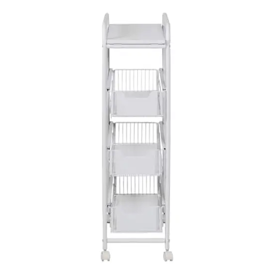 Honey Can Do White 4-Tier Slim Rolling Cart {9}