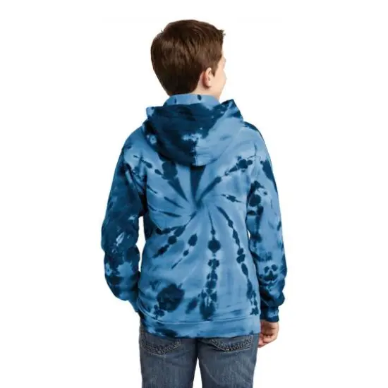 Port & Company&reg; Youth Tie-Dye Pullover Hooded Sweatshirt Navy {6}