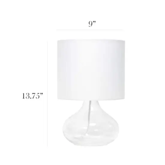 Simple Designs&trade; 14" Glass Raindrop Table Lamp with White Shade Clear with White Shade {4}