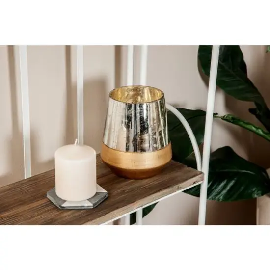 7" Gold & Silver Glass Modern Candlestick Holder {7}