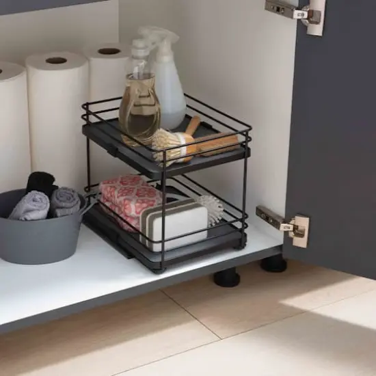 Organize It All Matte Black 2-Tier Slide Out Shelf Organizer {6}