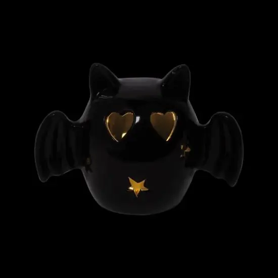 6.5" Black Bat with Heart Eyes LED Ceramic Tabletop D&eacute;cor by Ashland&reg; {9}