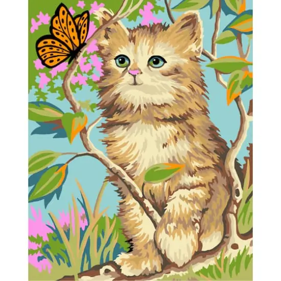 8" x 10" Kitty with Butterfly Paint-by-Number Kit with Wood Display Hanger by Artist's Loft&reg; {1}
