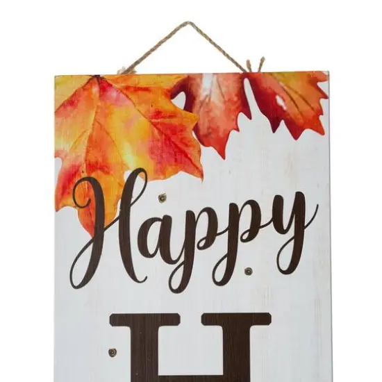 Glitzhome&reg; 42" Fall Lighted Maple Leaves Wooden Porch Sign with Timer {7}
