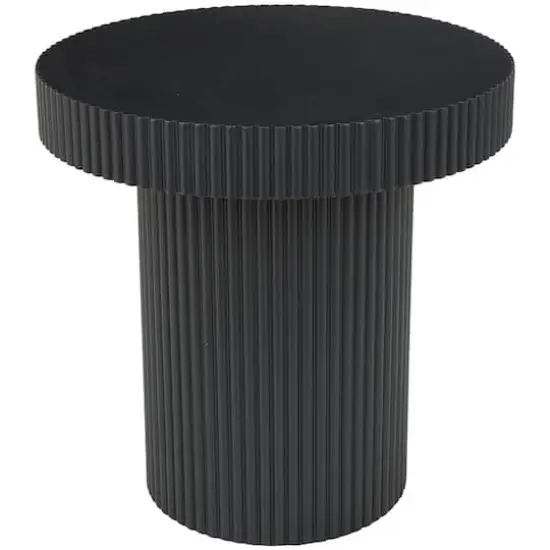 Black Dimensional Ribbed Accent Table {1}