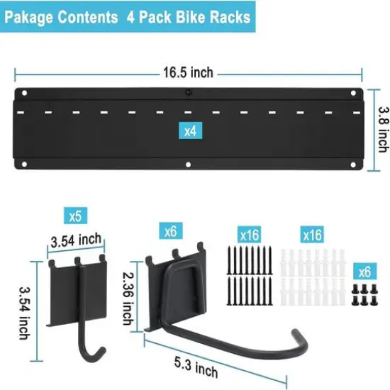 NEX&trade; 16.5" Black 6-Bicycle Storage Wall Rack {8}