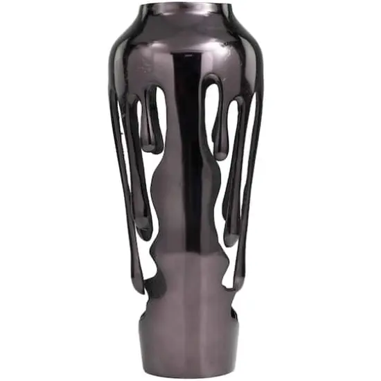 19" Black Aluminum Drip Vase with Melting Designed Body {5}