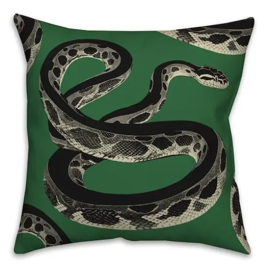 Emerald Green Snake 18" x 18" Spun Poly Pillow {1}