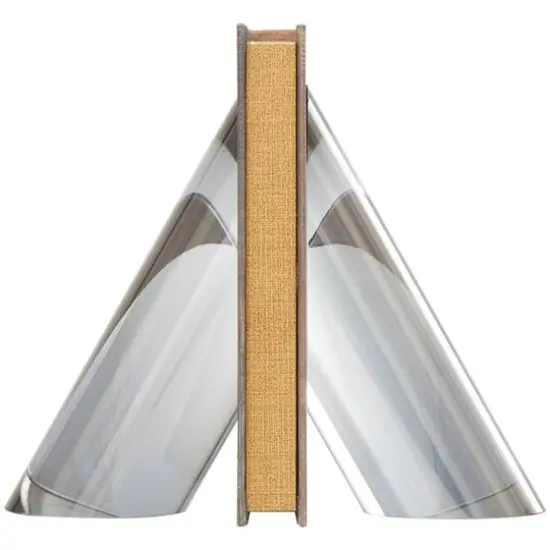 7" Silver Crystal Geometric Pyramid Shaped Bookends Set {6}
