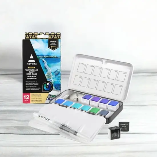 Arteza&reg; Ocean Colors Watercolor Half Pan Set {7}