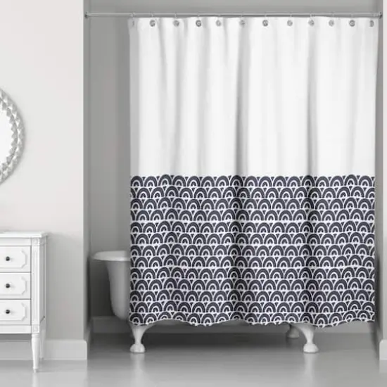 Navy Wavy Arch 71" x 74" Shower Curtain {3}