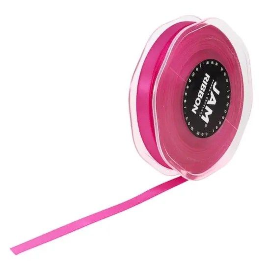 JAM Paper 3/8" x 25yd. Double Faced Satin Ribbon Shocking Pink {4}