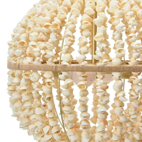 Hello Honey&reg; 19" Round Ball Metal and Shell Ceiling Light {8}