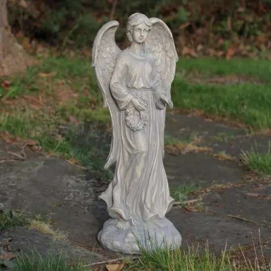26" Angel with Floral Wreath Garden Figure {3}