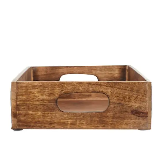 Brown Mango Wood Traditional Tray Set {5}