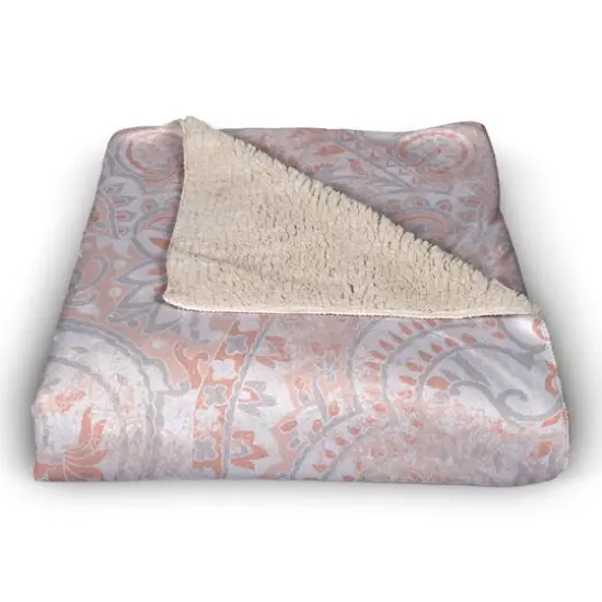 Blush Tapestry Sherpa Fleece Blanket {3}
