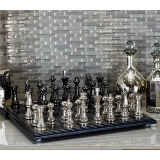 Silver Aluminum Traditional Chess Game Set {7}