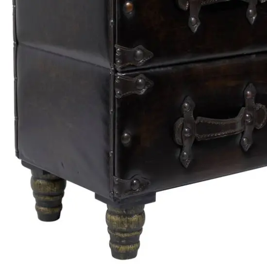 32" Black Faux Leather & Cedar Traditional Chest {5}