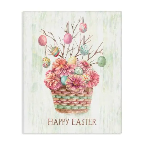 Stupell Industries Happy Easter Bouquet Canvas Wall Art {1}