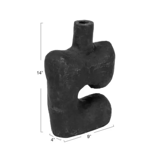 Hello Honey&reg; 14" Modern Abstract Decorative Paper Mache Vase Black {4}