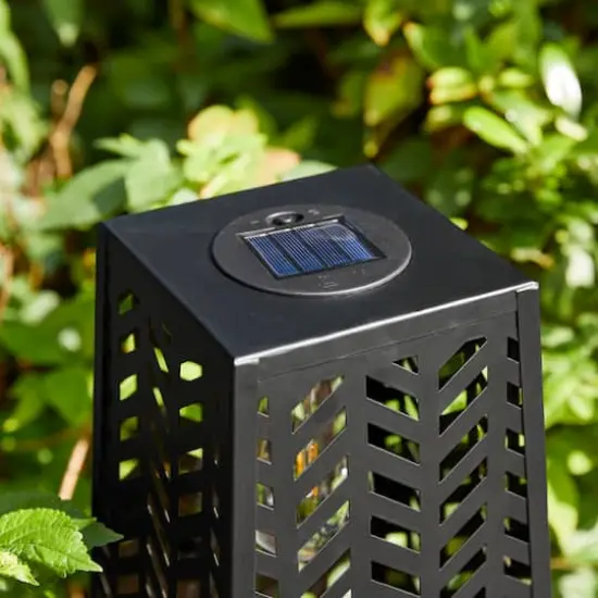 Glitzhome® 21.5" Metal Geometric Solar Powered Floor Lantern {9}