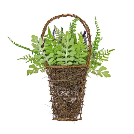 20" Spring Astilbe & Fern Wall Basket {5}