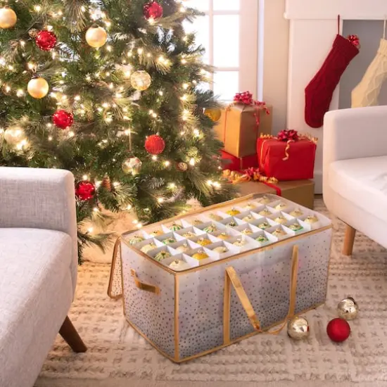 Simplify Gold & White 128ct. Ornament Storage Organizer {5}