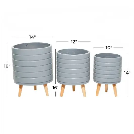 Set of 3 Grey MgO Contemporary Planter 14", 16", 18" {8}