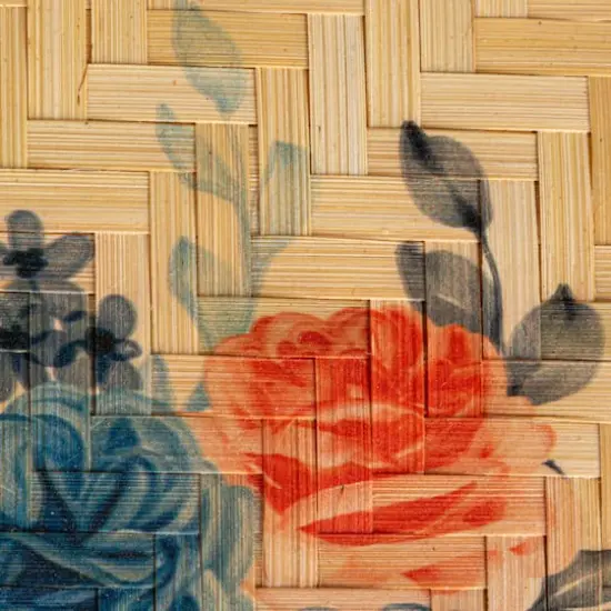 Hello Honey&reg; 23.5" Floral Fantasy Rattan & Bamboo Tray {4}