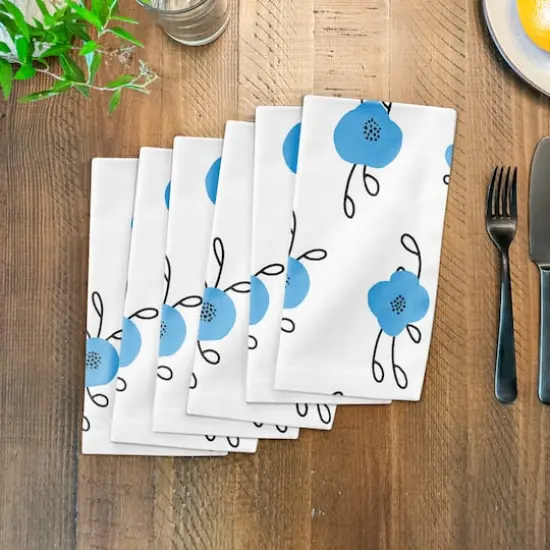 Blue Blooms 10" x 10" Cotton Twill Napkin {4}