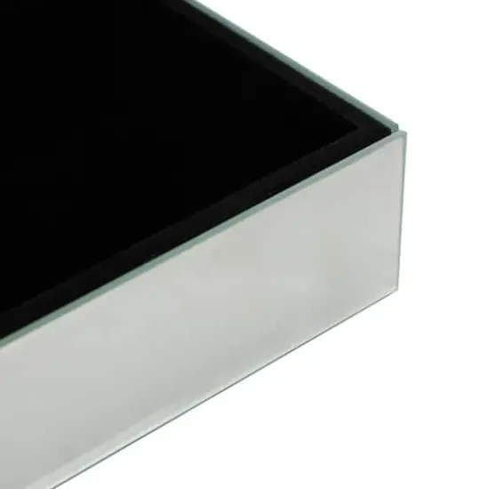 8.25" x 5" x 4.5" Silver Glass Mirrored Decorative Jewelry Box with Black Bubble Textured Balls {5}