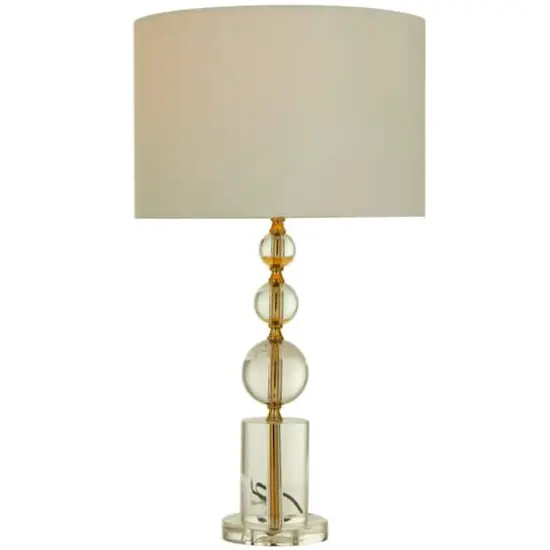 CosmoLiving by Cosmopolitan Gold Crystal Orbs Style Base Table Lamp with Drum Shade 15" x 15" x 27" {1}