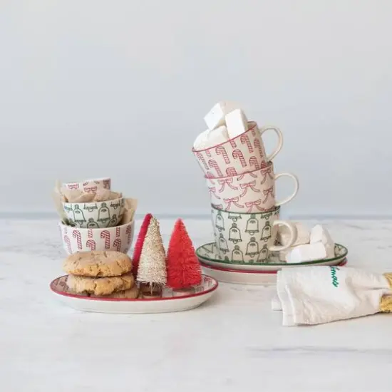 Hello Honey&reg; 8.5" Holiday Pattern Stoneware Plate Set {3}