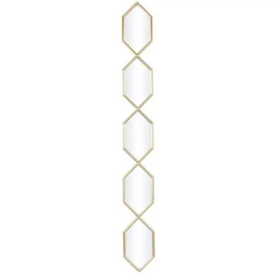Gold Metal Slim Stacked Chain 5 Layer Wall Mirror with Trellis Pattern 7" x 1" x 59" {1}