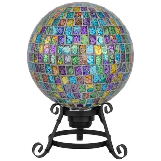 10" Multicolor Mosaic Window Pane Outdoor Garden Gazing Ball {4}
