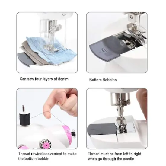 NEX&trade; Cute Pink Flex-Speed Double-Thread Cordless Easy Sewing Machine with Needle Protector {8}