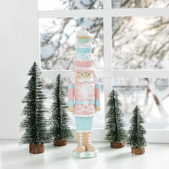 Glitzhome&reg; 18.25" Resin Christmas Cupcake Nutcracker Table Decor {3}