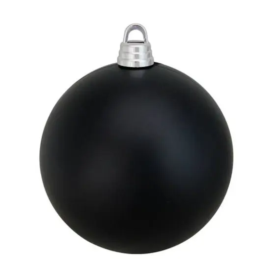 12" Matte Jet Black Shatterproof Christmas Ball Ornament {1}