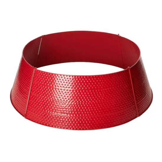 Glitzhome&reg; Red 40.5" Hammered Metal Tree Collar {1}